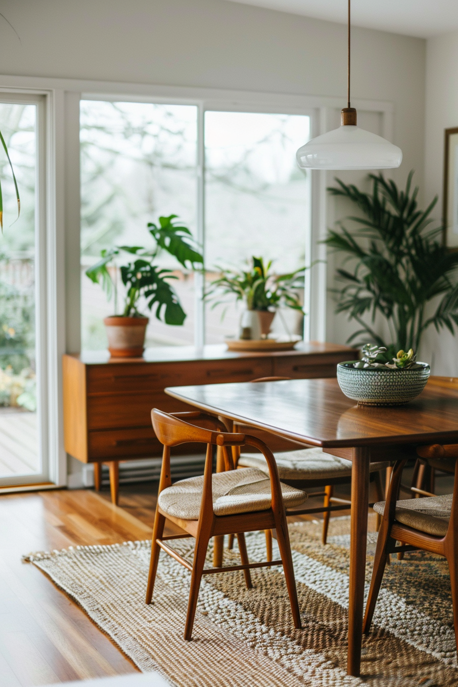 Dining room with wood elements