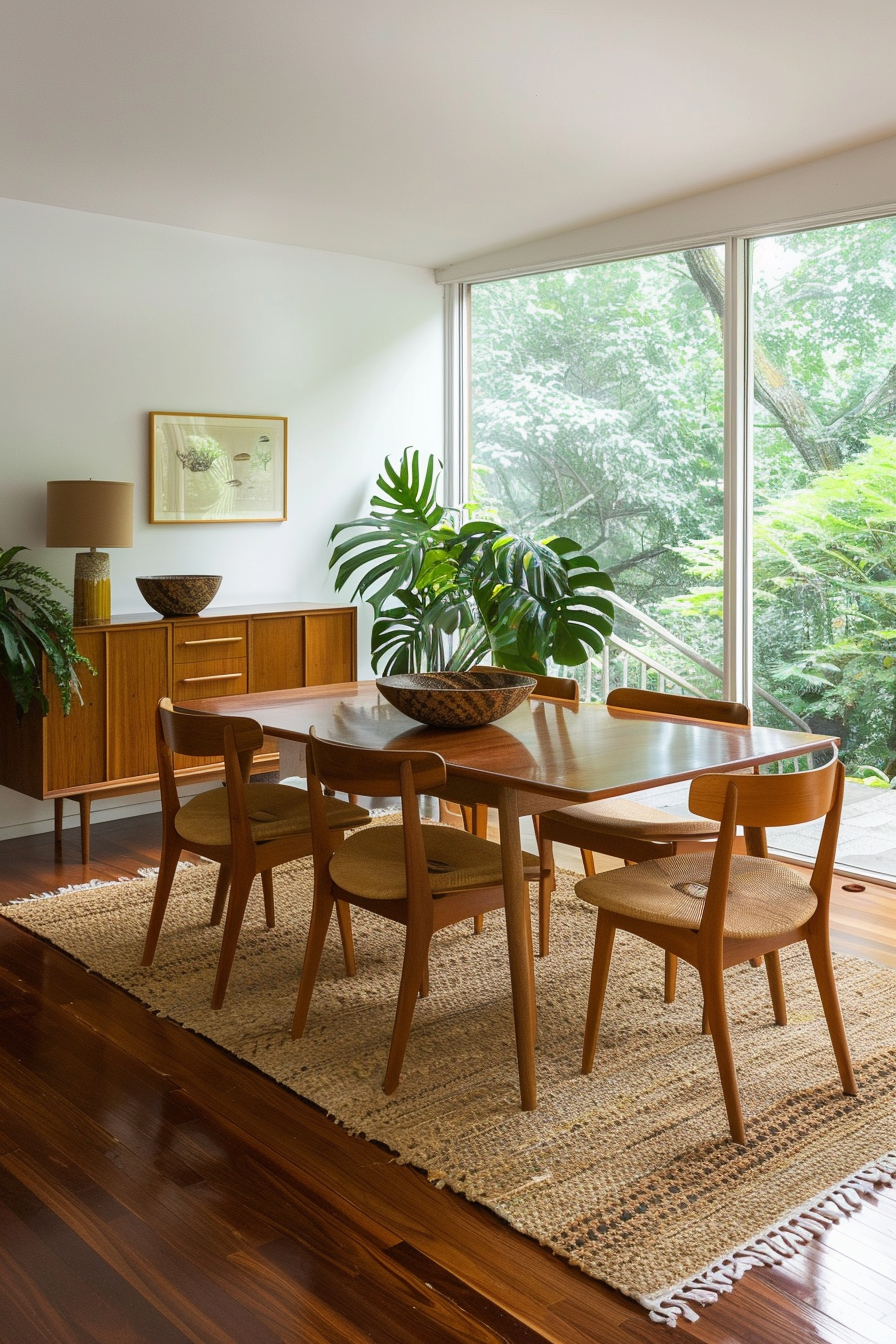 Dining room with wood elements