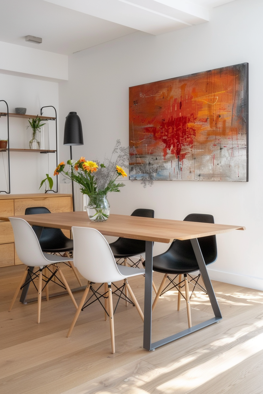 Dining room with sleek and minimalist furniture