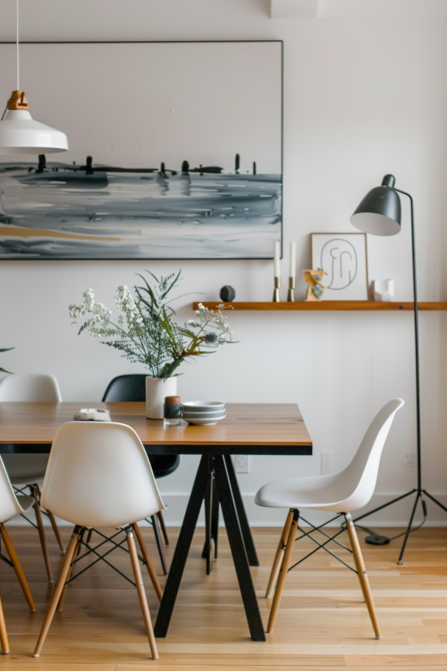 Dining room with sleek and minimalist furniture