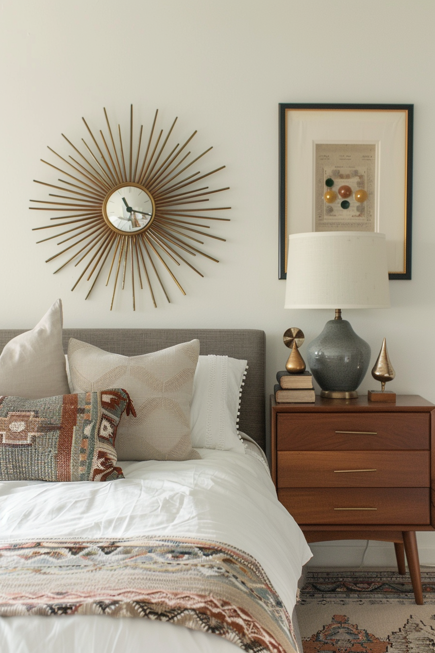 Mid-century modern accessories in a bedroom
