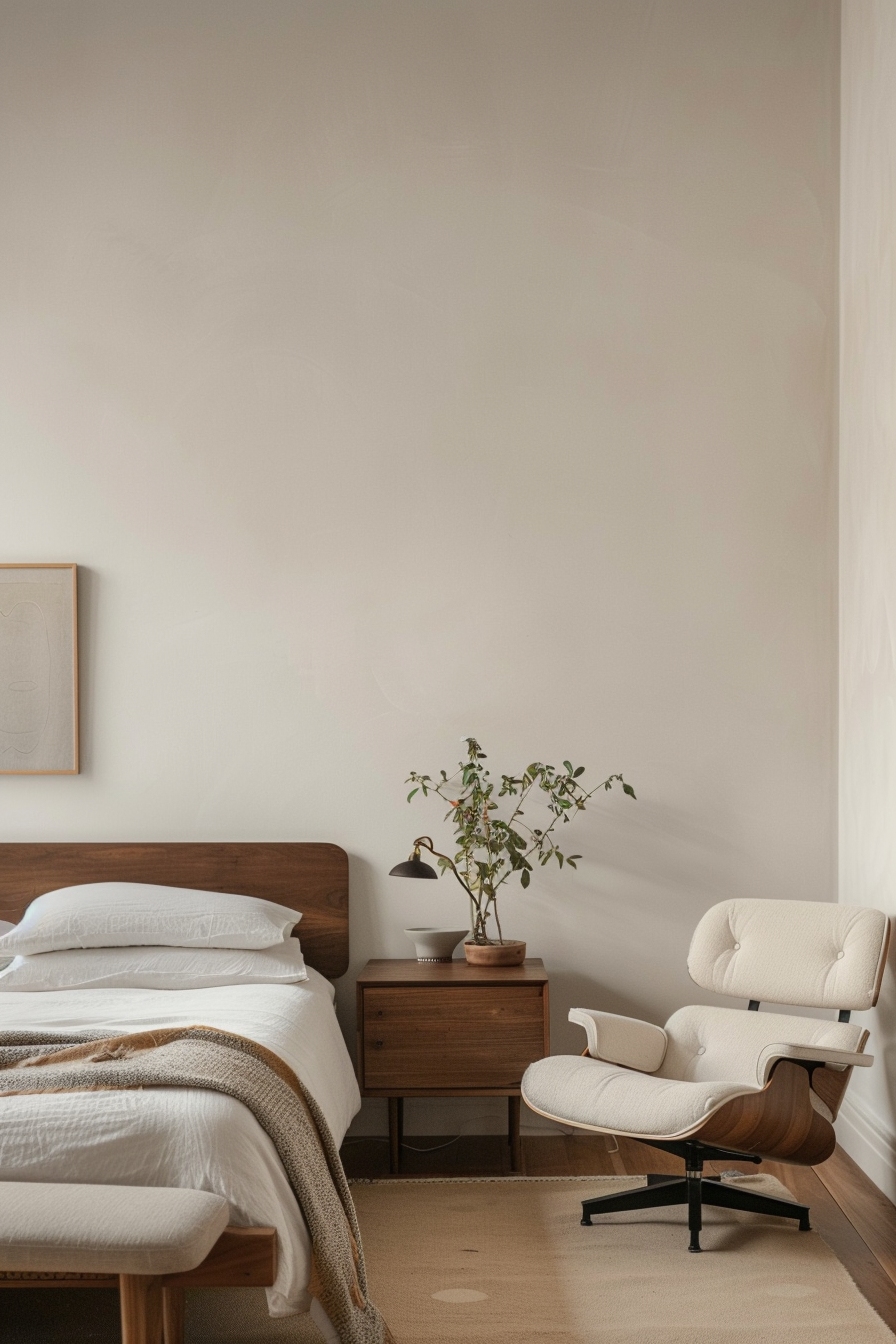 Iconic mid-century modern furniture in a bedroom