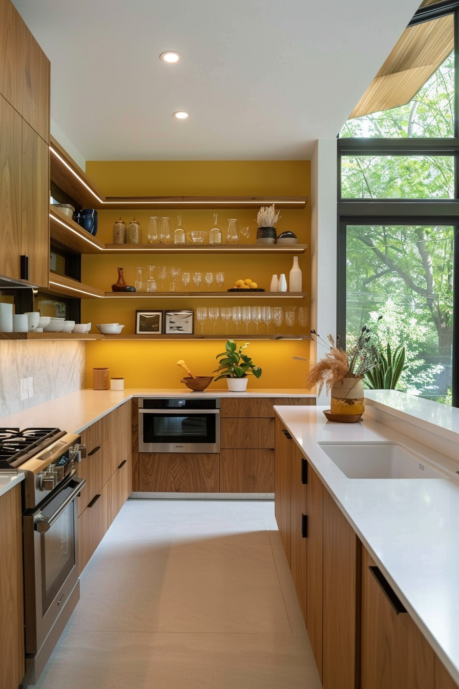 Sleek, handleless cabinets with clean lines