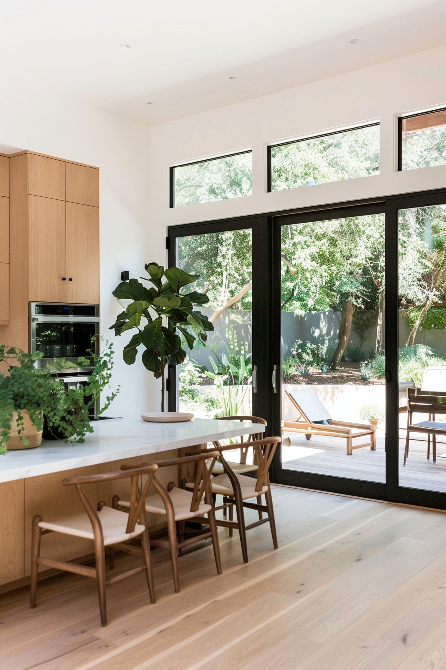 Large glass doors opening onto a patio
