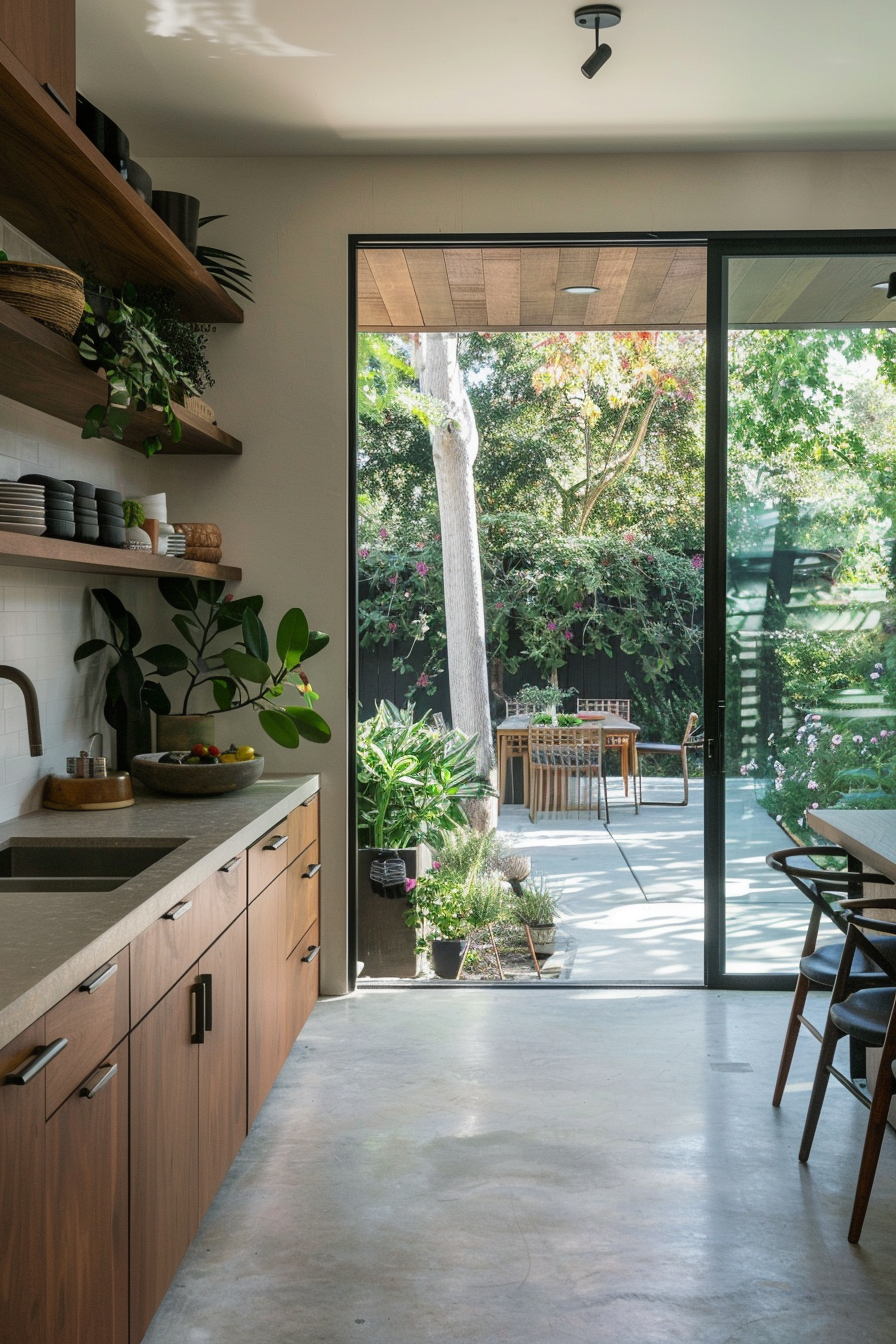 Kitchen with seamless transition to outdoor area