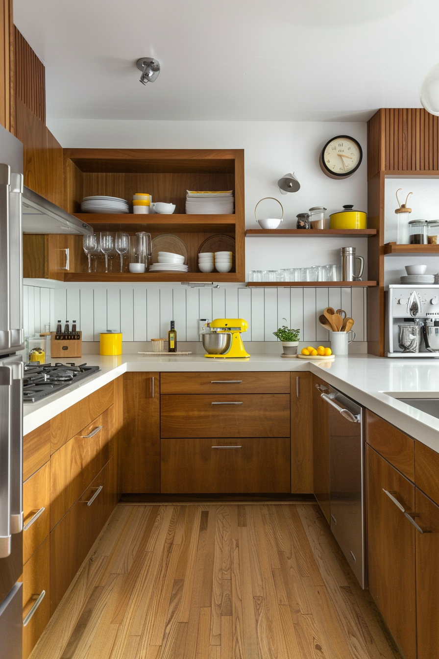Textured cabinet fronts with cohesive color scheme