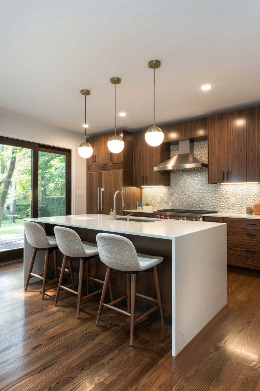 Sputnik chandelier over dining table