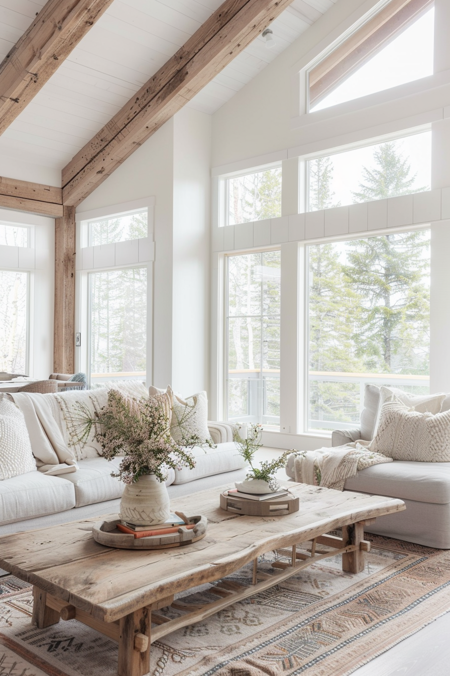 Natural wood elements in modern rustic decor
