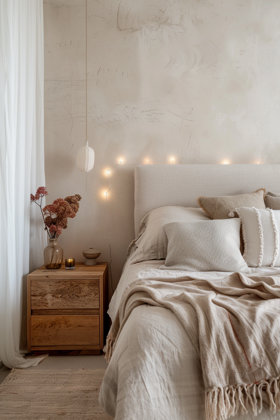Soft lighting in modern rustic decor
