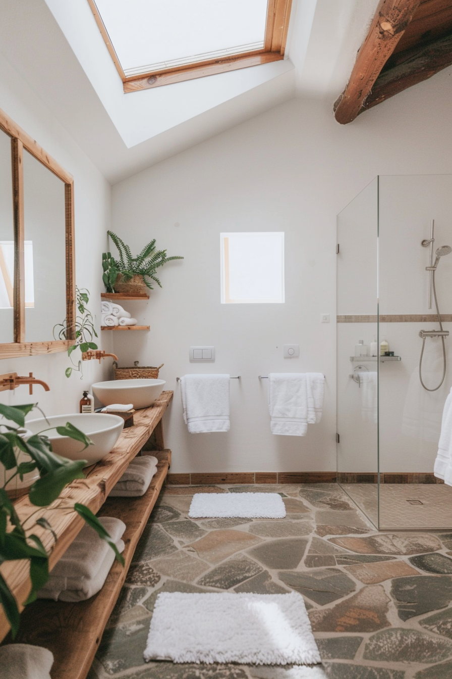 Stone elements in modern rustic decor
