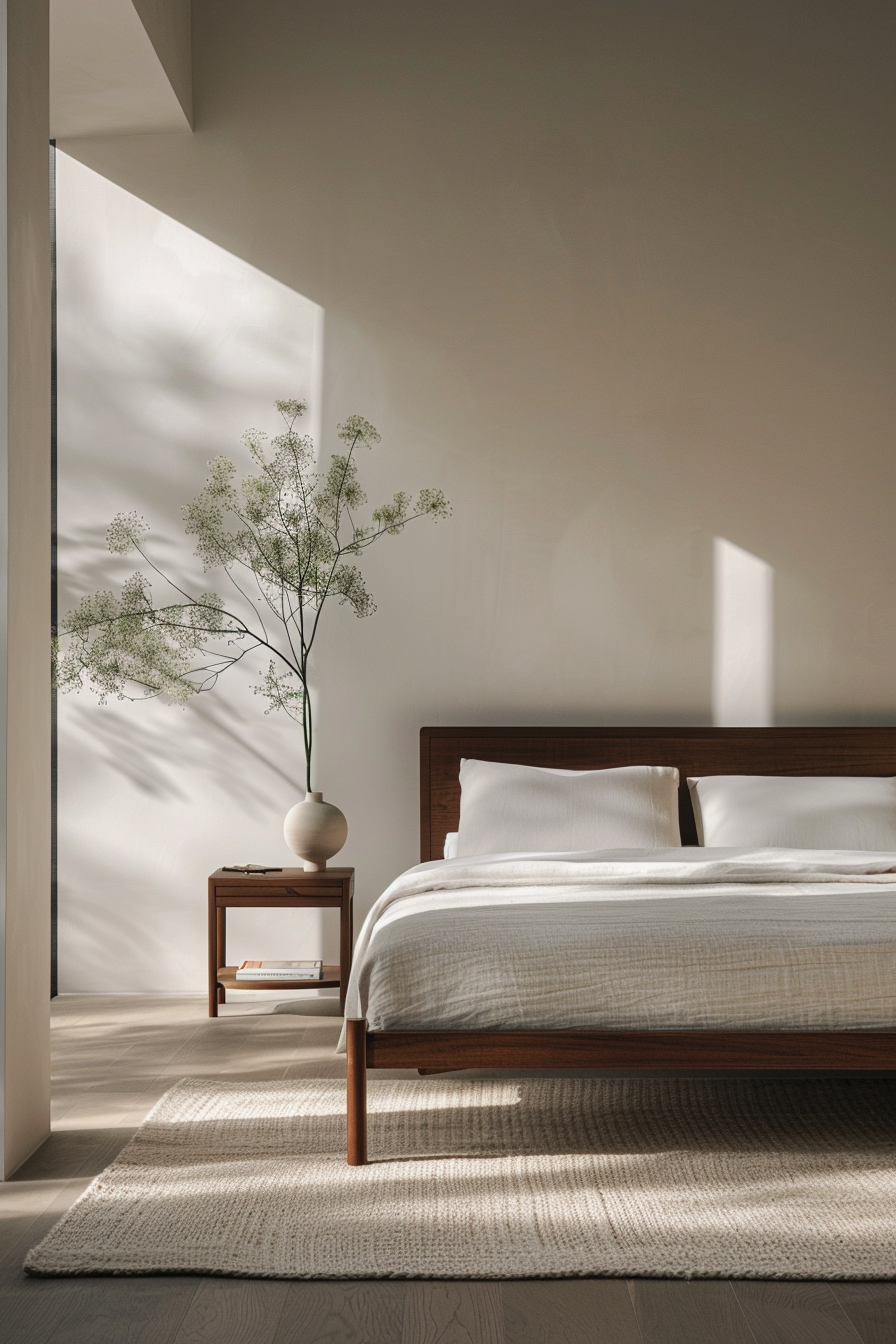 Clean, minimalist lines in bedroom furniture