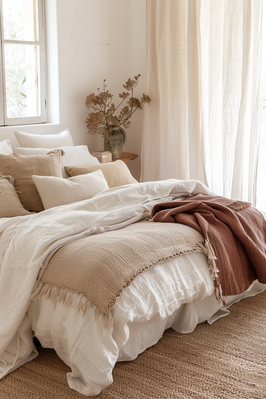 Mix and match textiles in bedroom decor