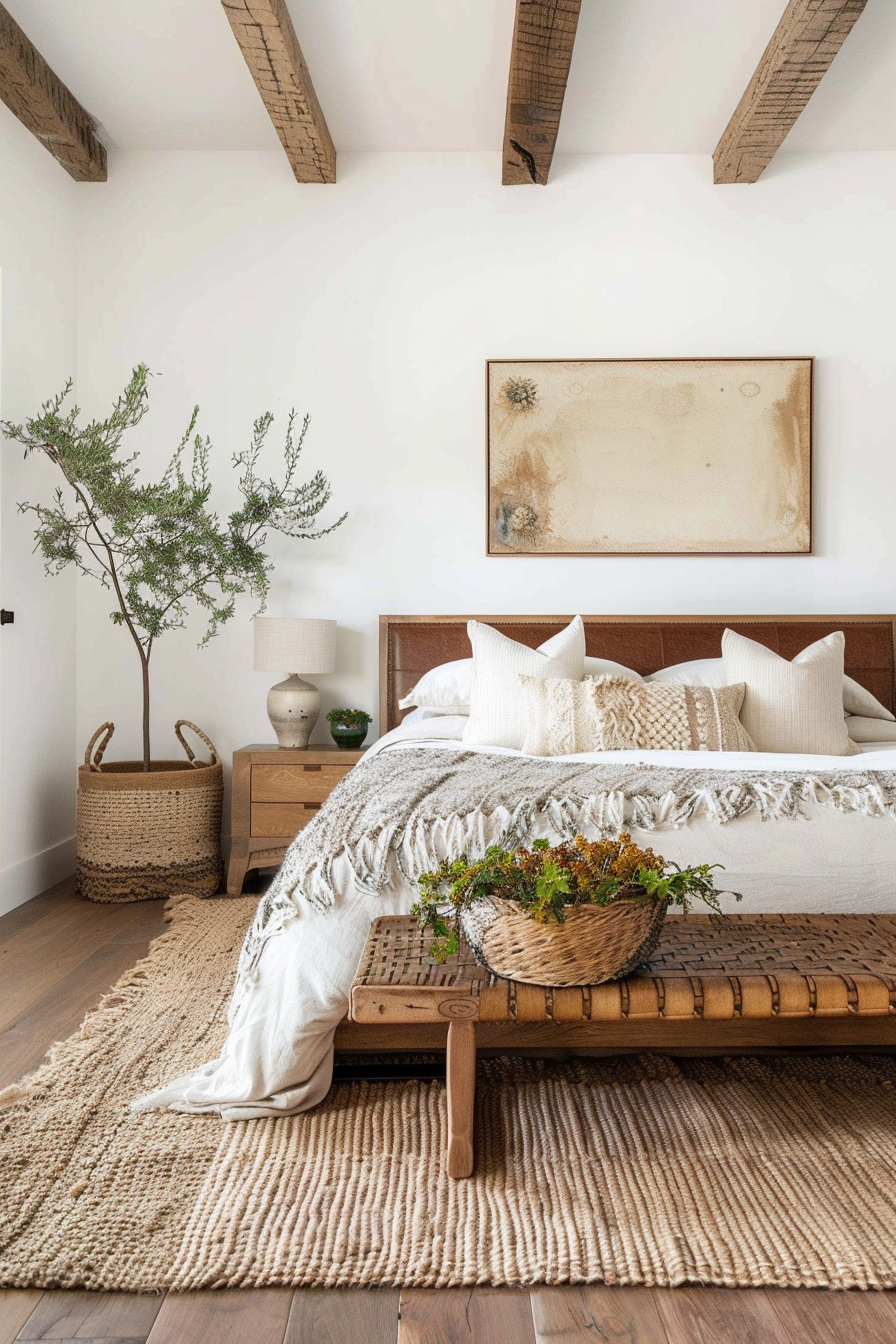 Natural materials and textures in bedroom decor