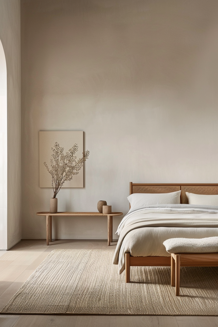 Simple and elegant furniture in a bedroom