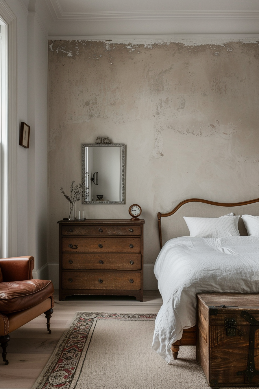 Vintage elements in a modern bedroom