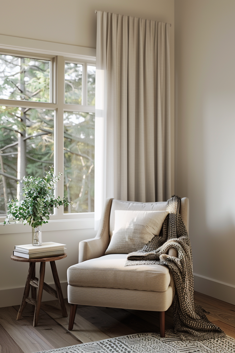 Cozy reading nook in bedroom