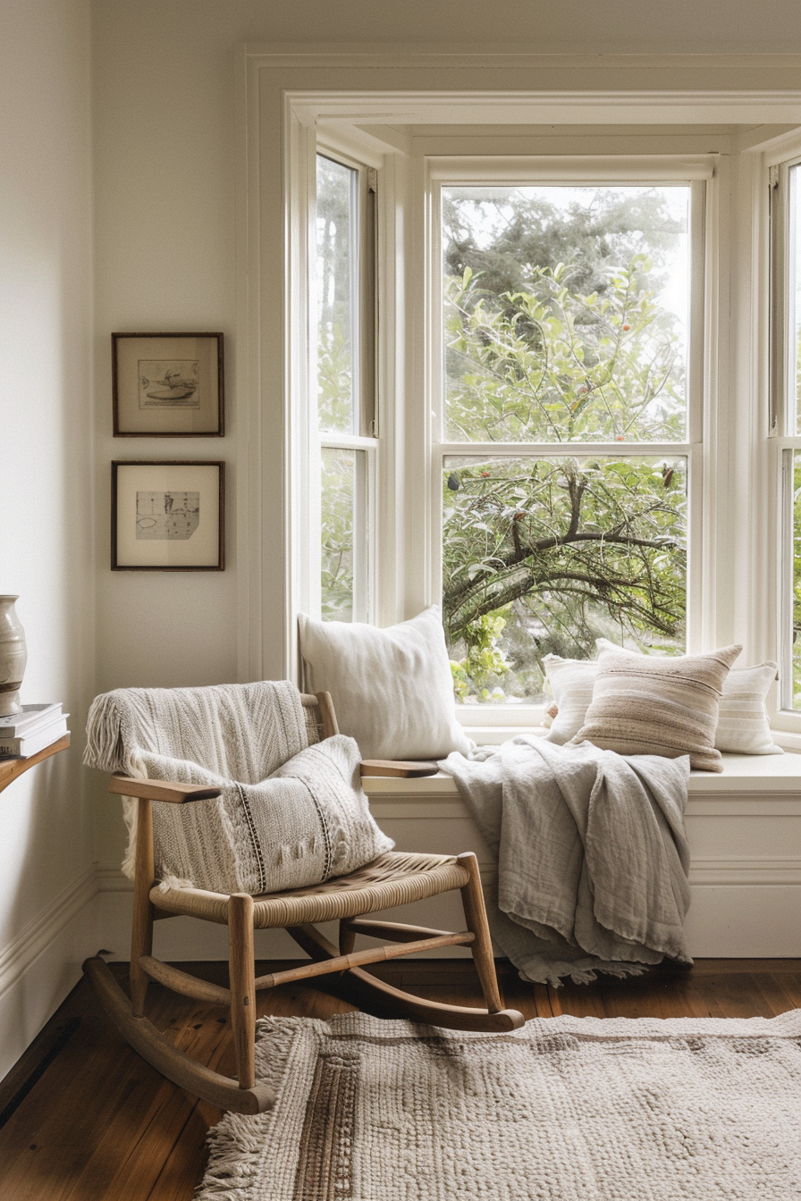 Comfortable chair and side table in a cozy nook