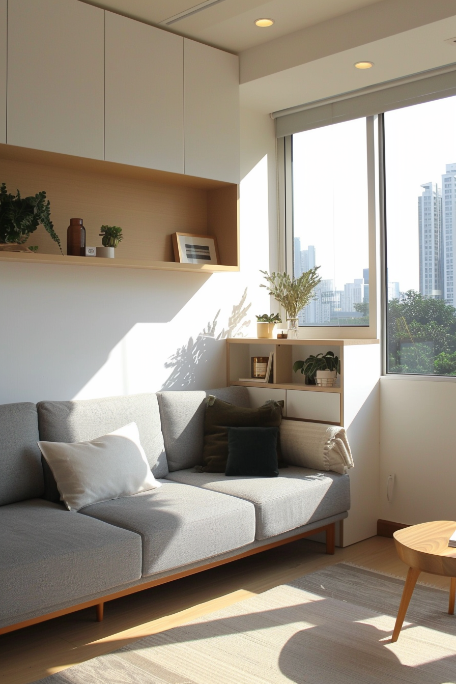 Vertical storage and light colors