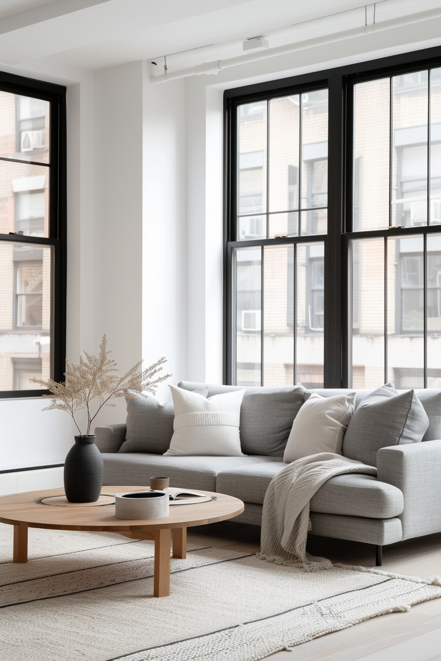 Gray couch as centerpiece