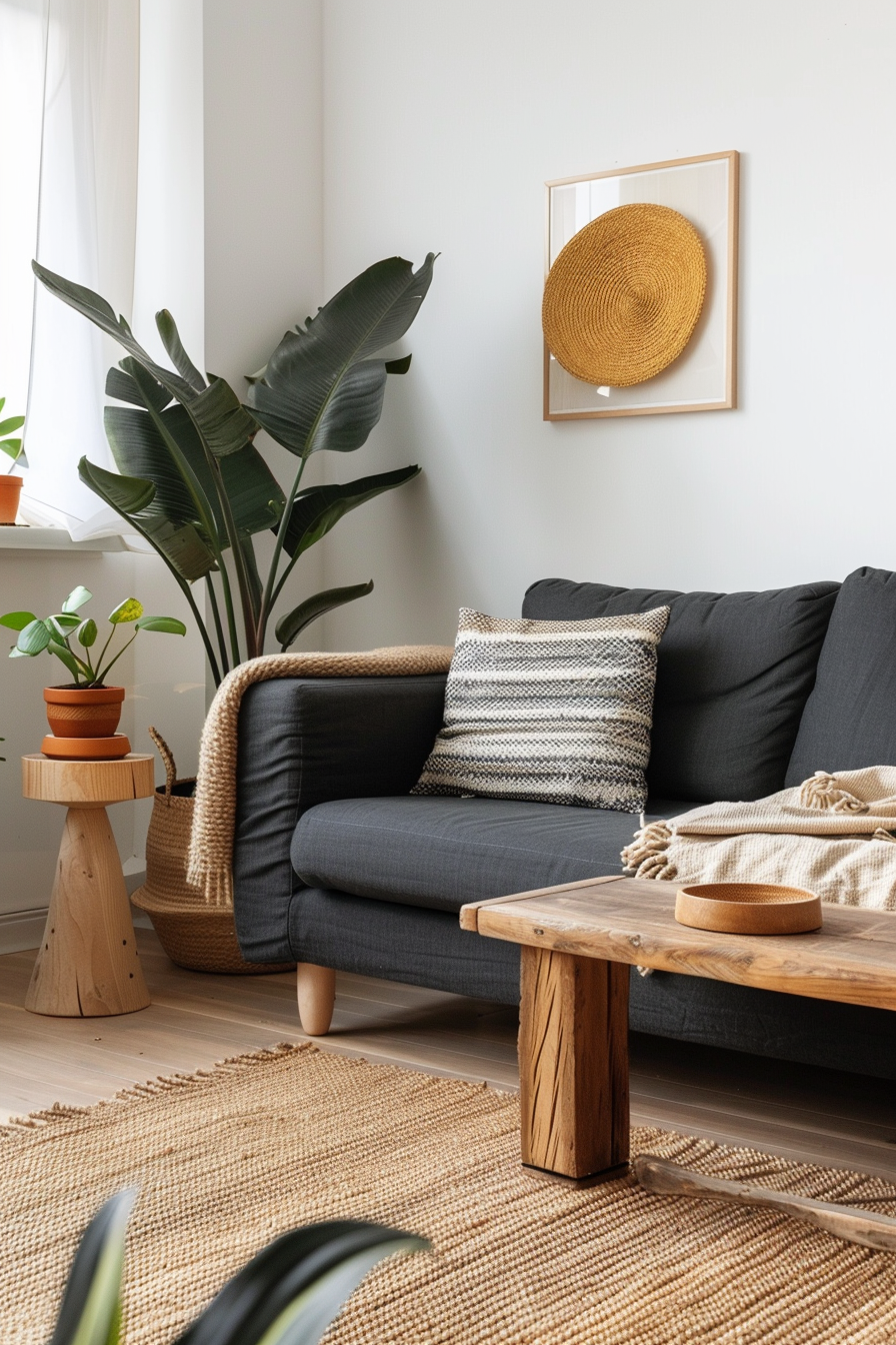Gray couch enhancing space