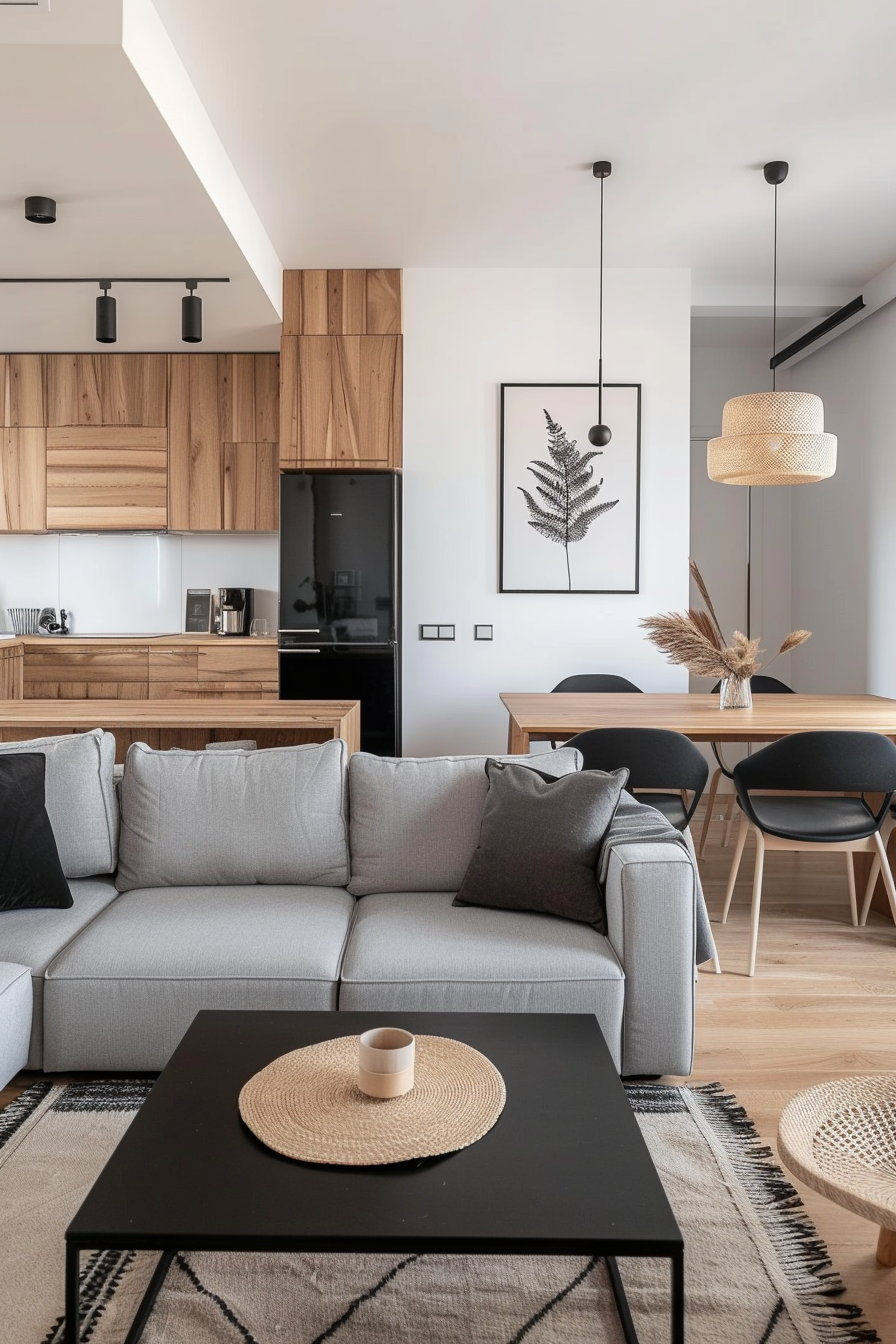 Black and white wood accents