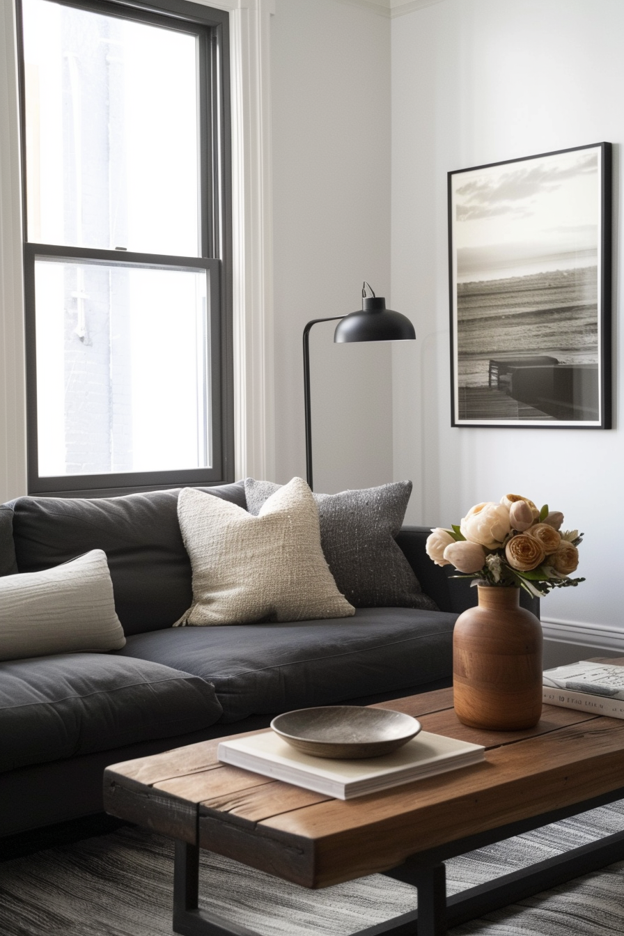 Mixing black and white wood accents