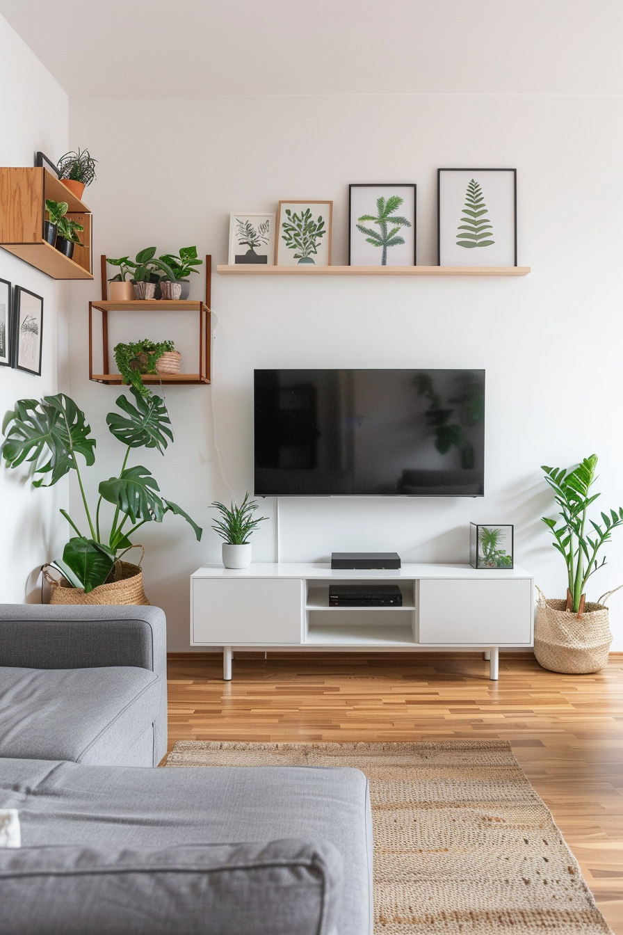 Functional TV wall with storage