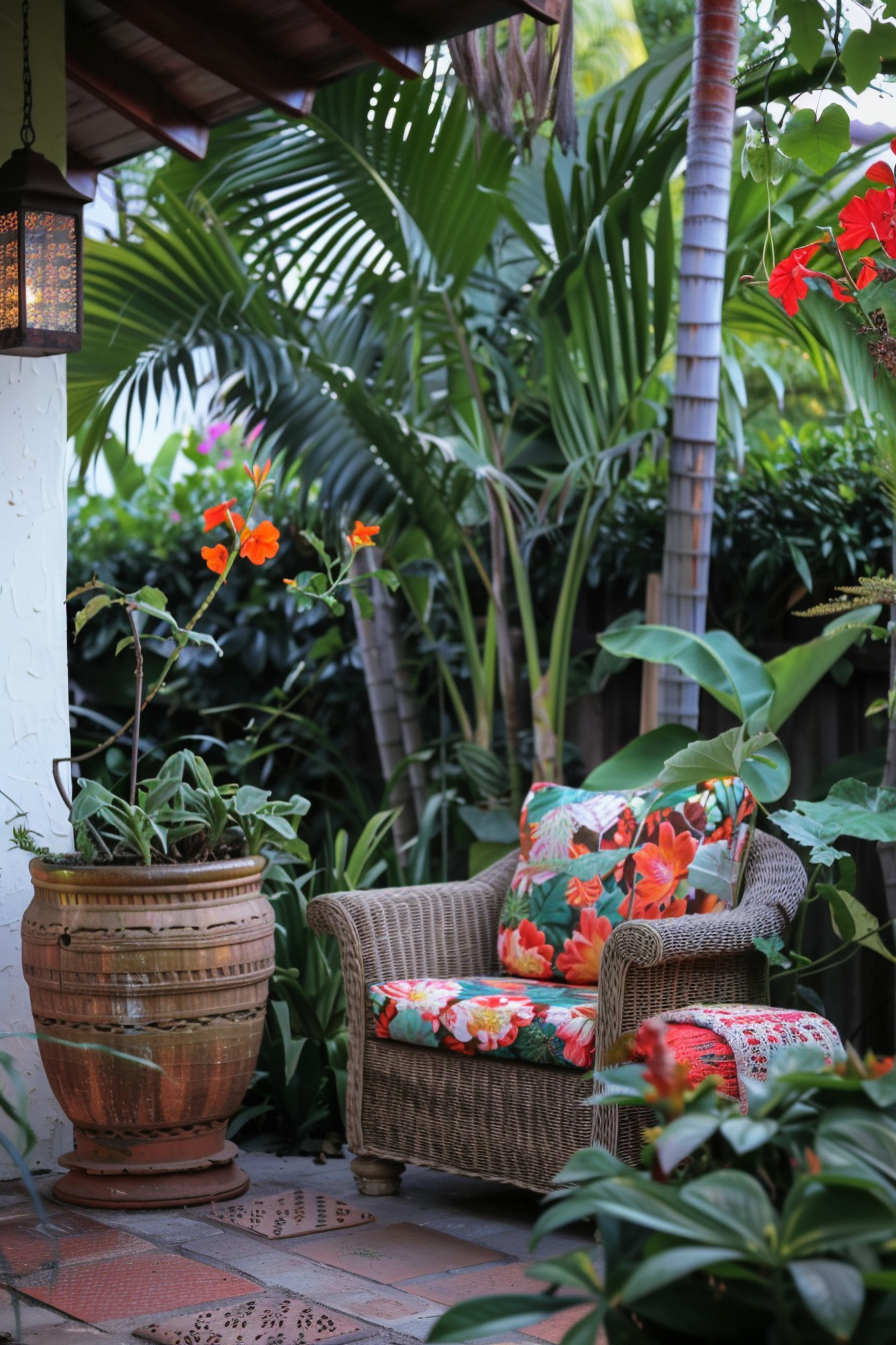 Sago palms in patio corner