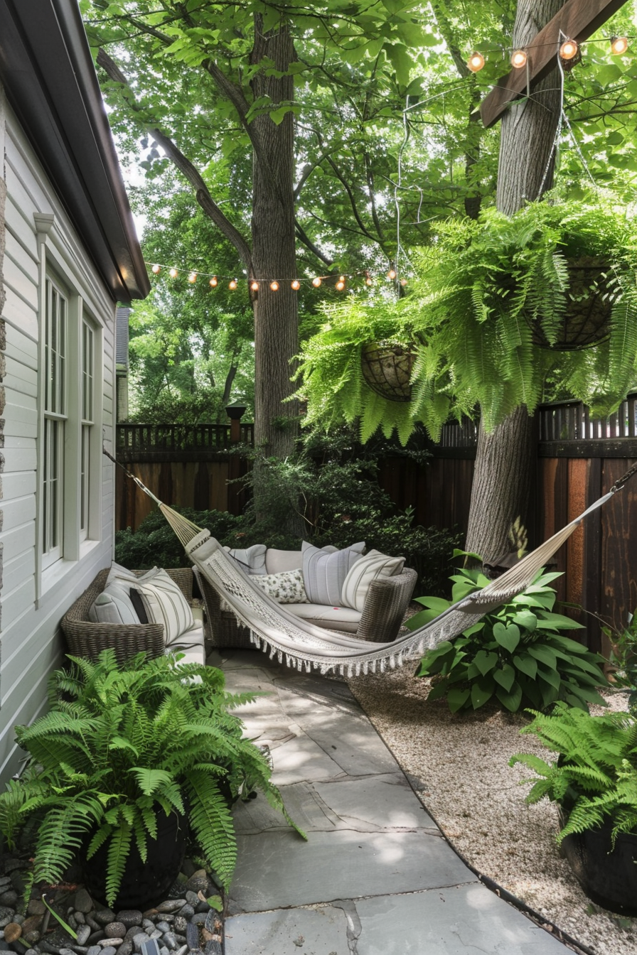 Maidenhair ferns in shade