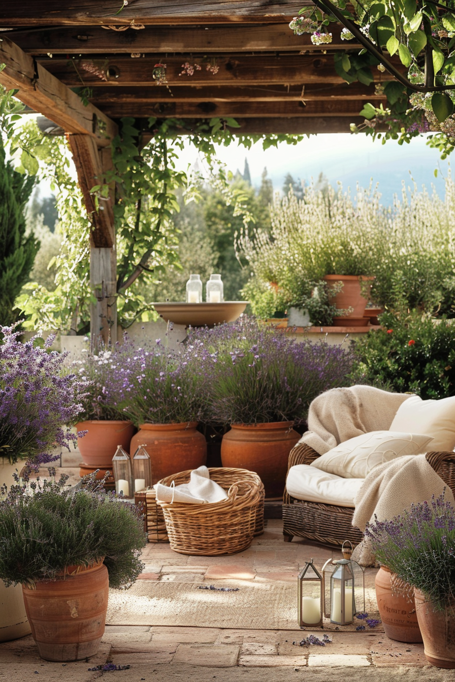 Lavender in large pots