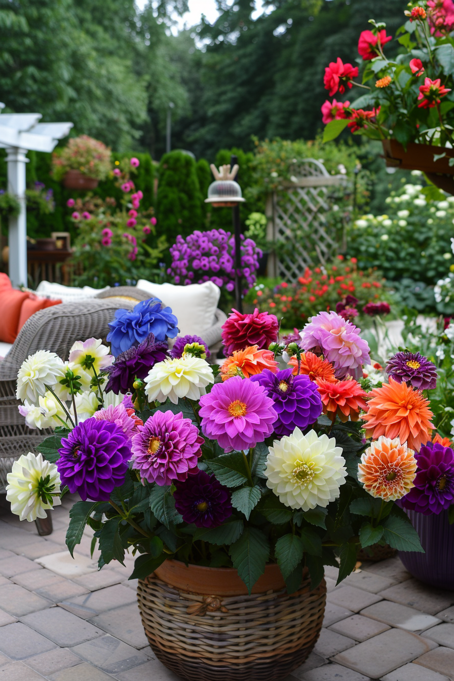 Dahlia display in raised beds