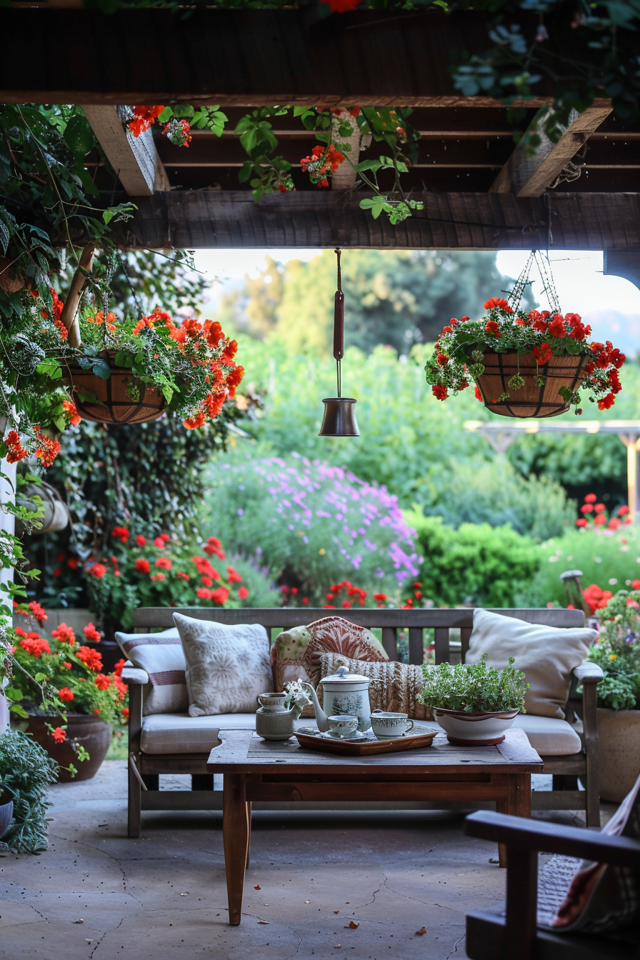 Begonias in hanging baskets