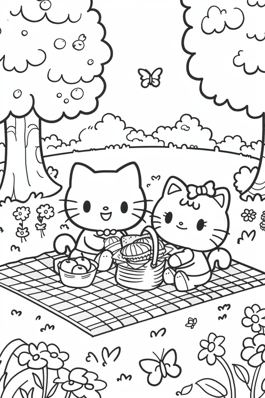 Sanrio characters having a picnic
