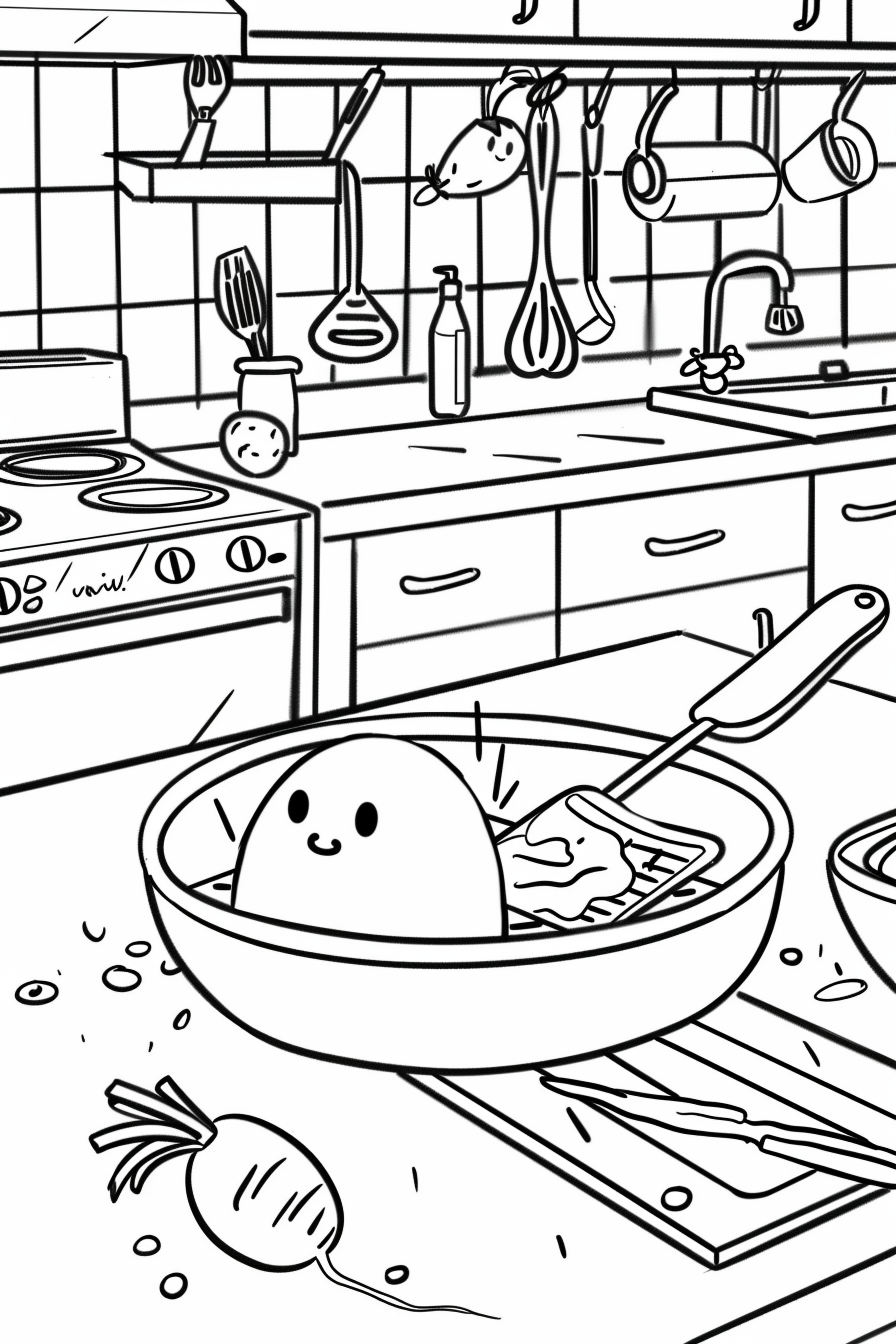 Gudetama lying in a frying pan