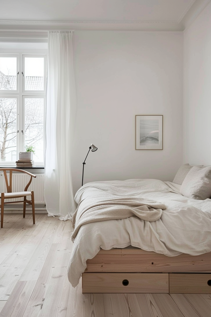 Bedroom with practical and elegant furniture