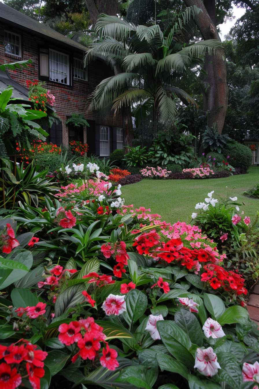 Impatiens with vibrant blooms in a shaded garden