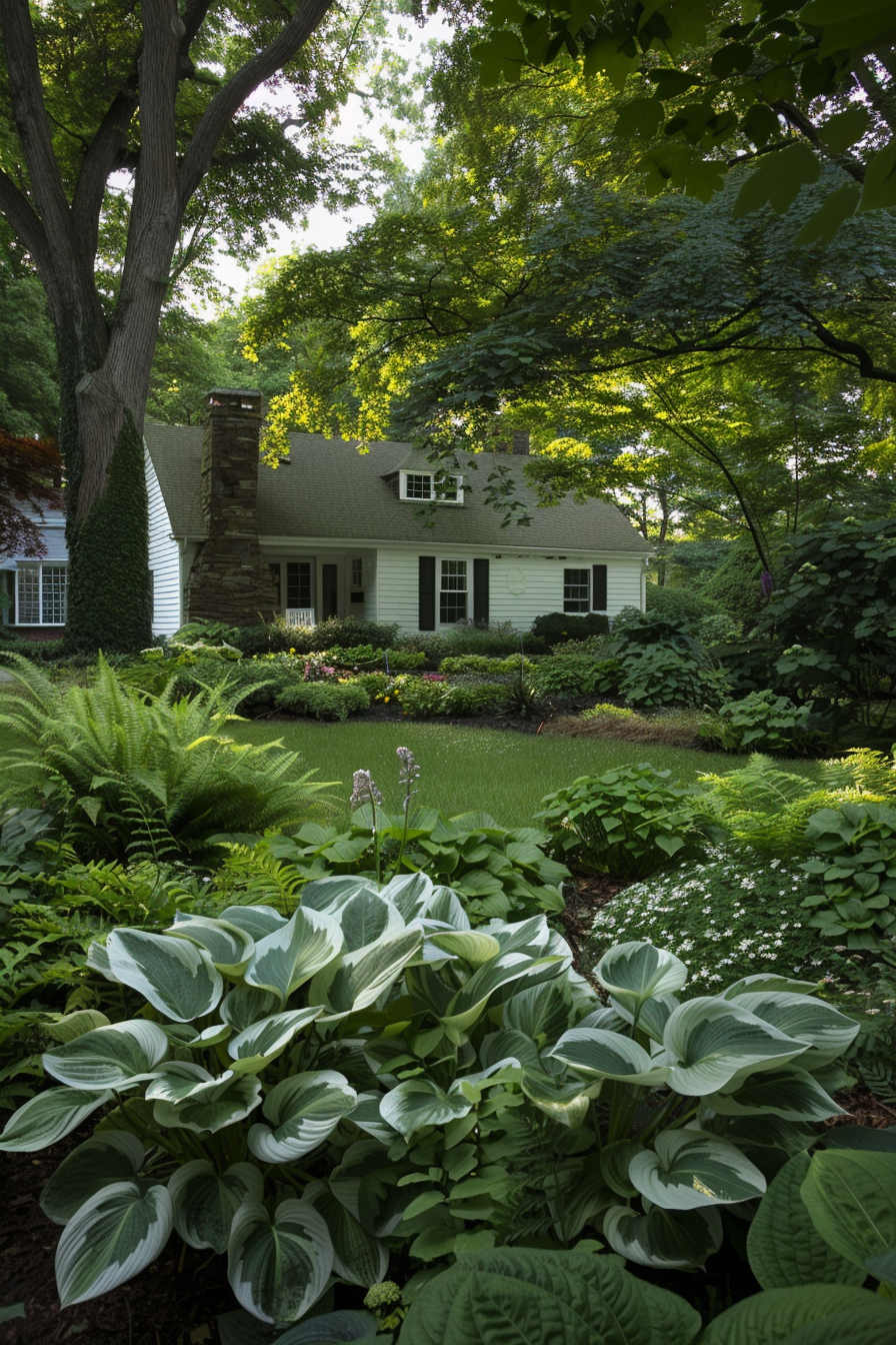 Hosta with large, lush leaves in a shaded garden