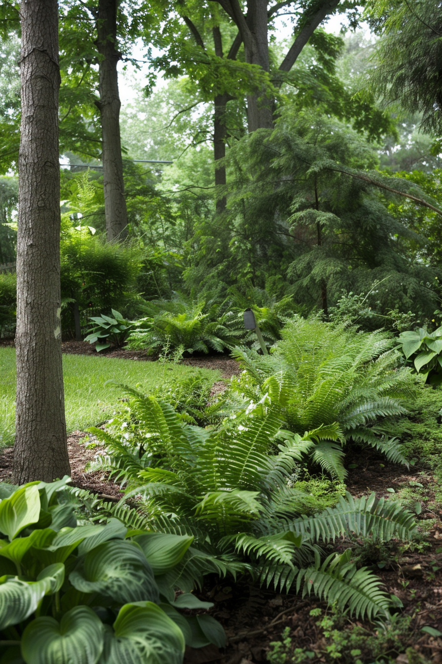 Western Sword Fern with long, arching fronds in a shaded garden