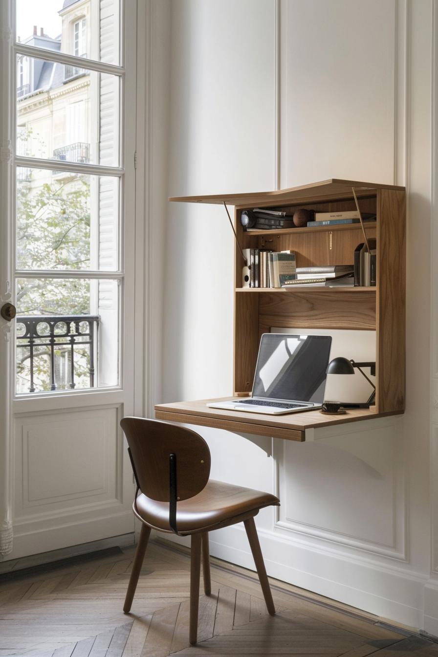Foldable desk with built-in storage