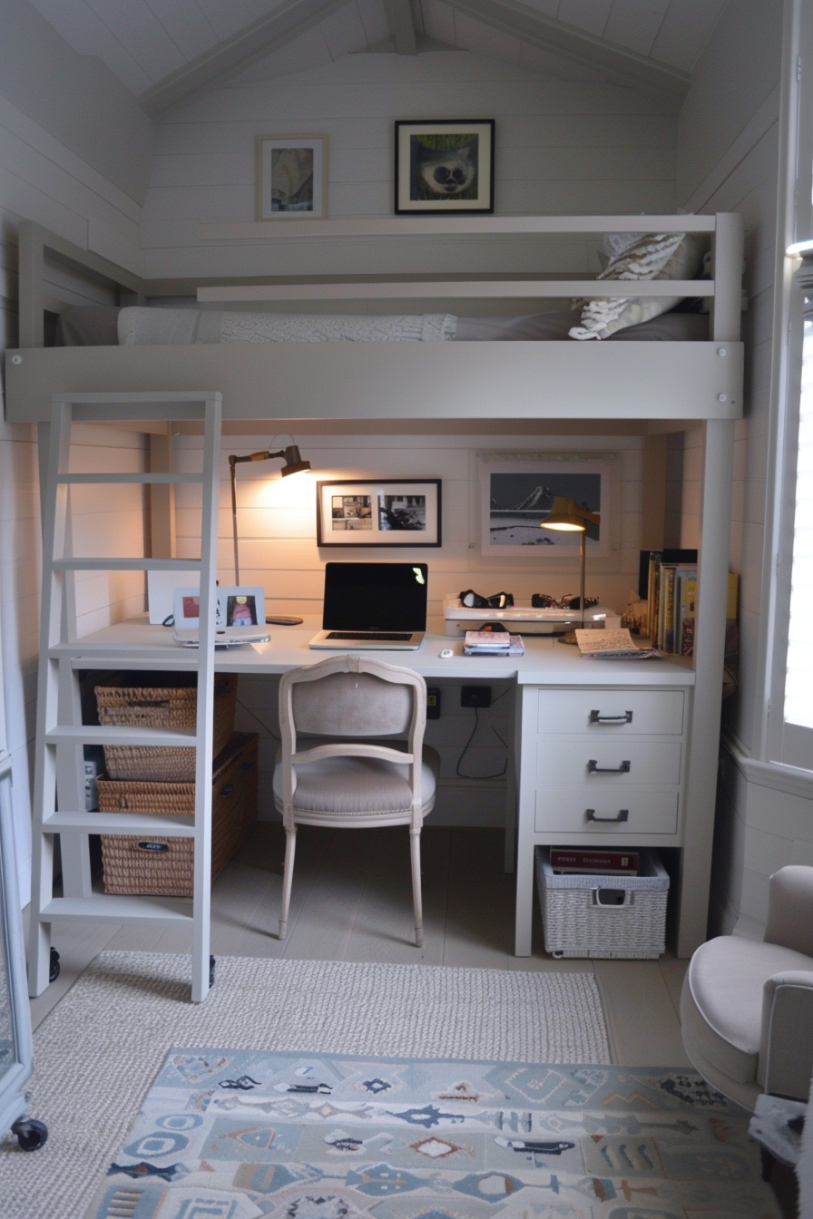Loft bed with workspace underneath