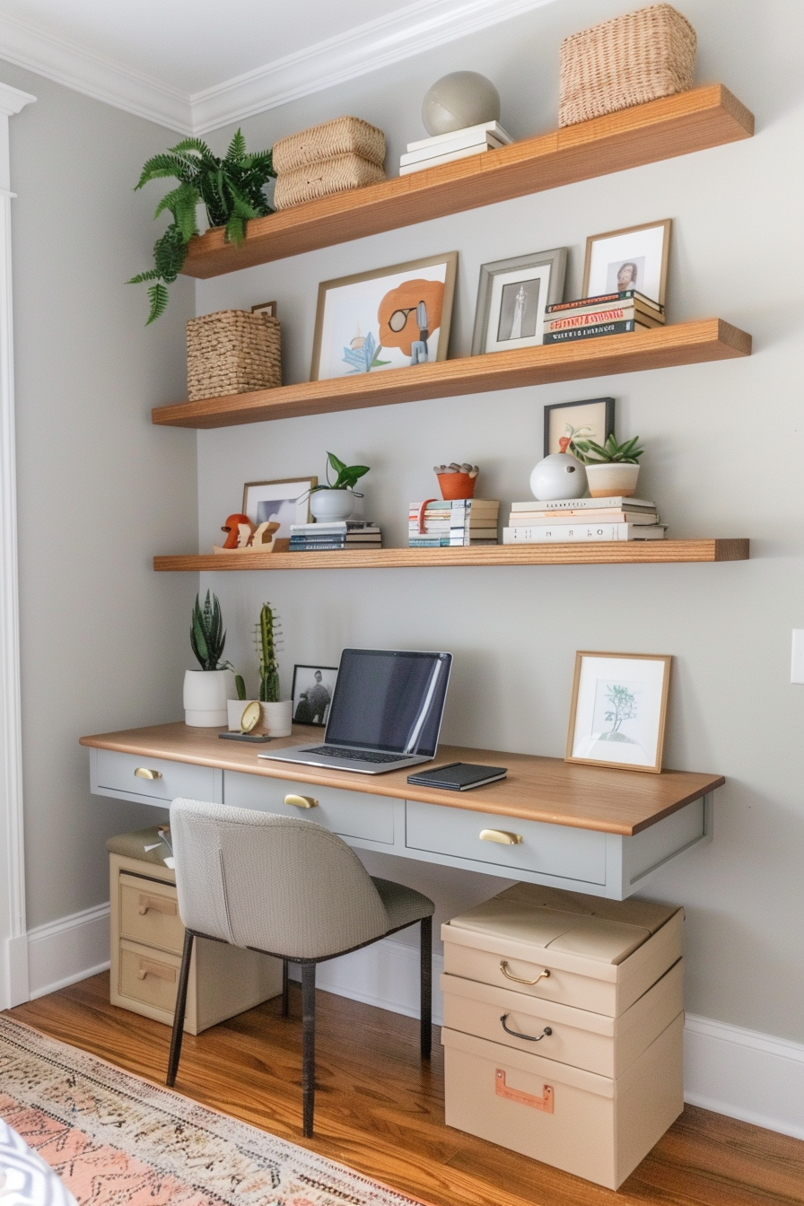 Floating shelves for storage and decor