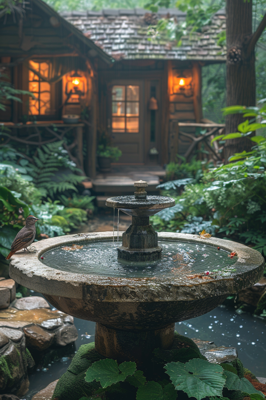 Small water feature like a stone fountain