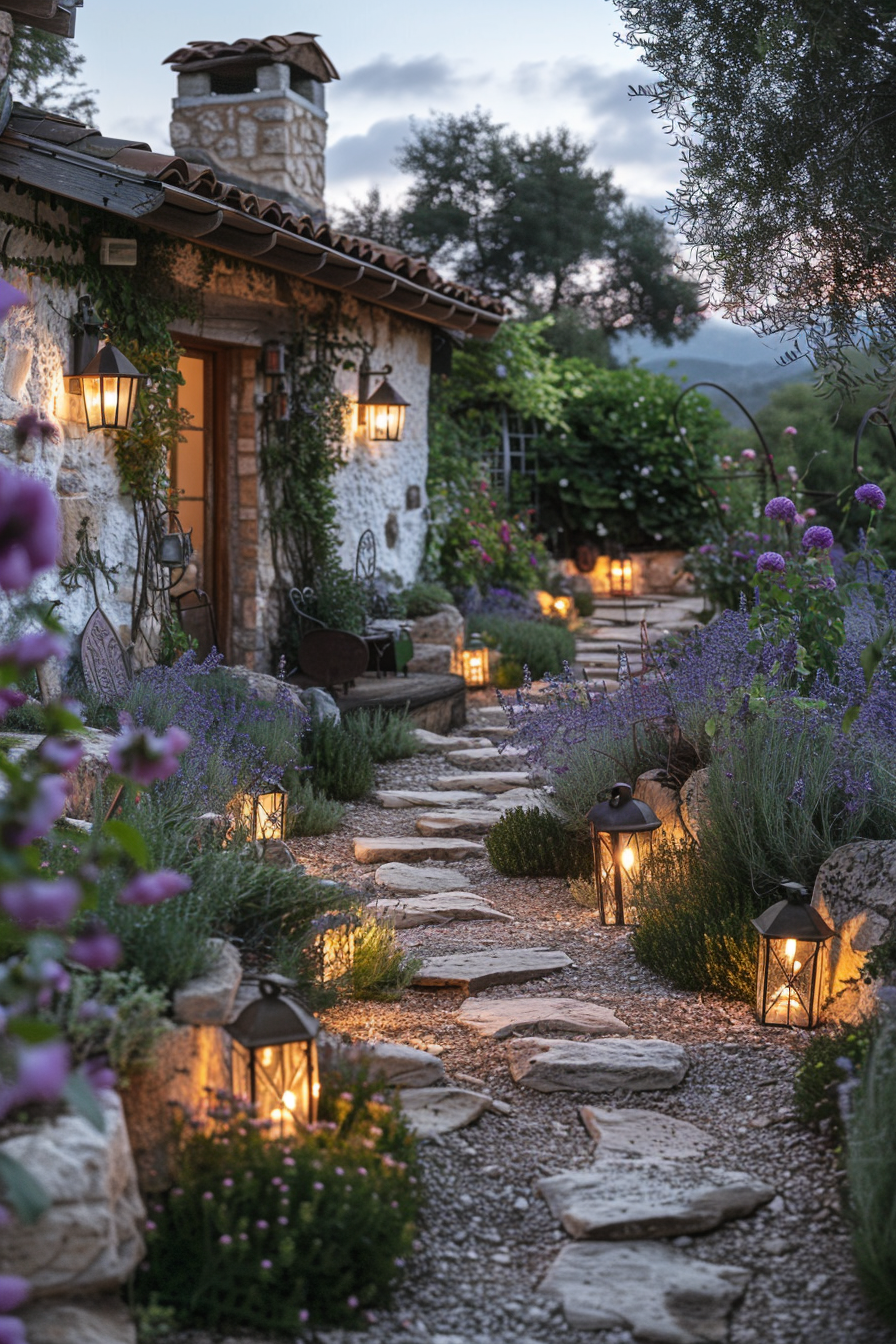 Pathway with stepping stones and low-growing plants
