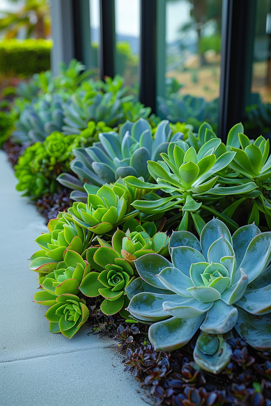 Low-maintenance plants like succulents and grasses