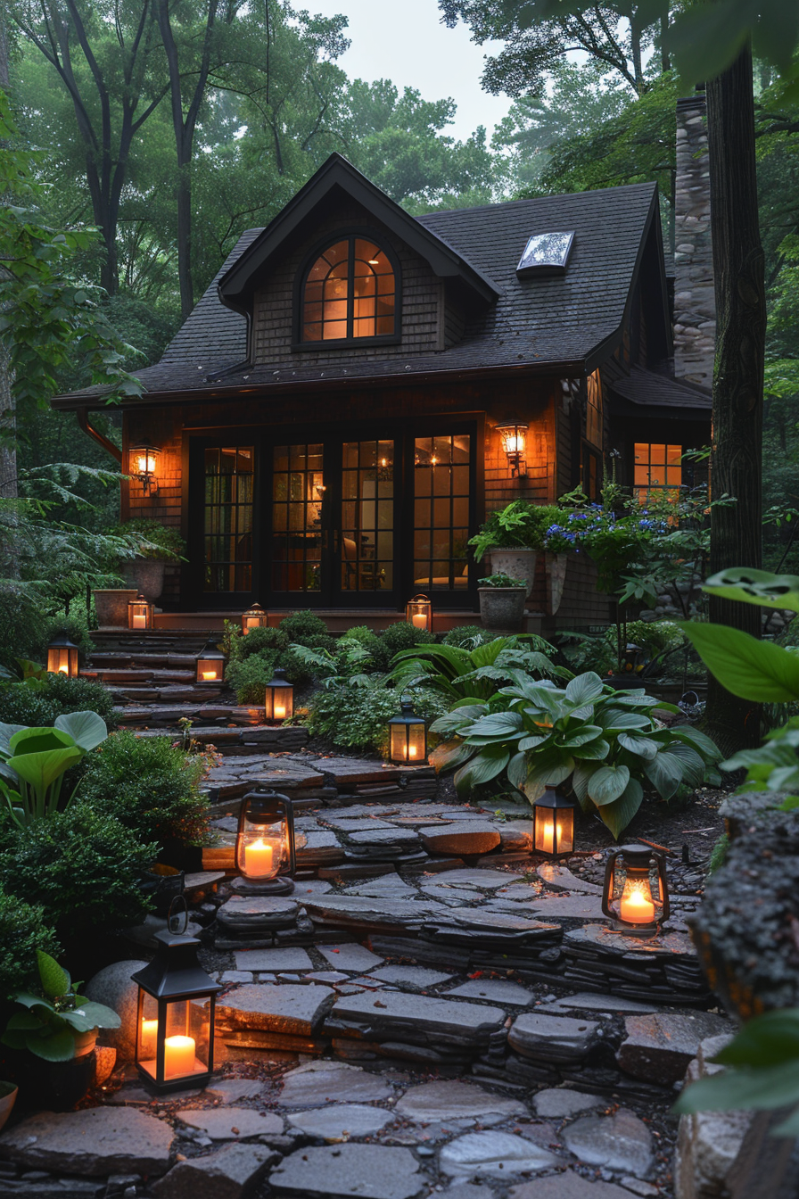 Subtle garden lighting with solar-powered path lights