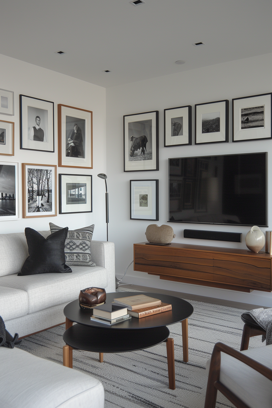 Modern gallery wall with TV