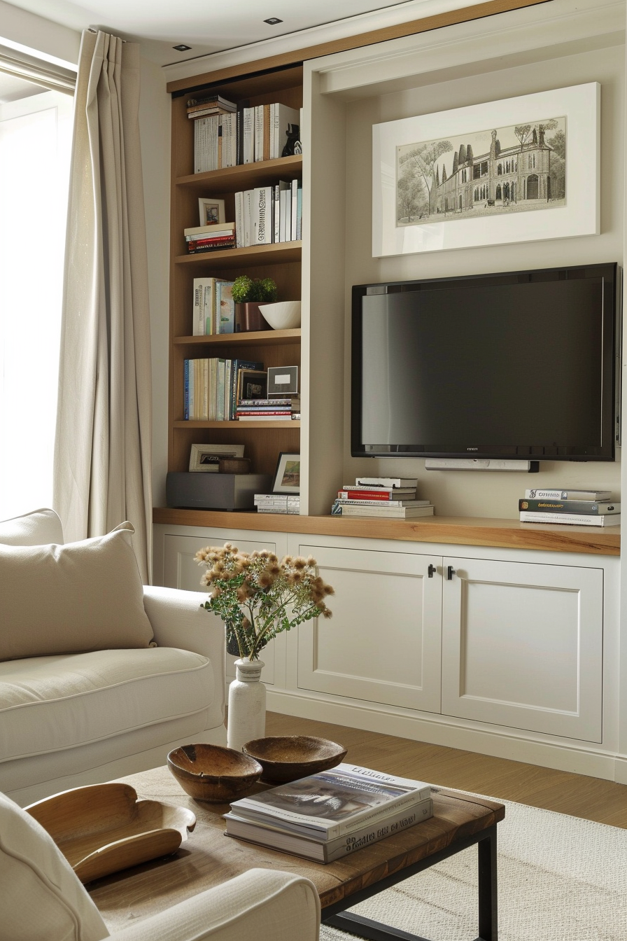 TV in built-in cabinet for small spaces