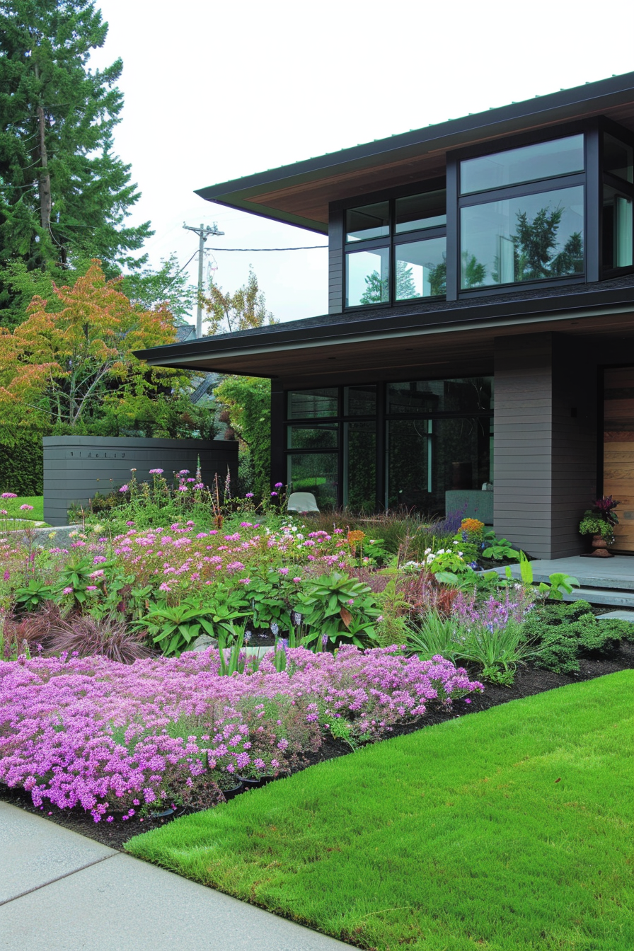 Detailed view of Adam's Needle and Creeping Phlox in a garden