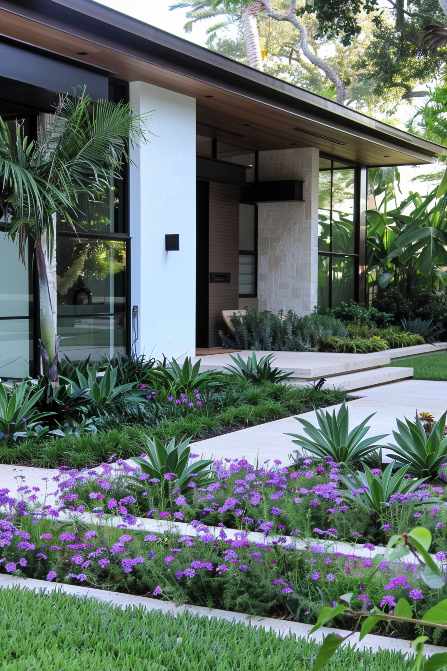 Cast Iron Plant and Tall Verbena creating a modern elegant garden