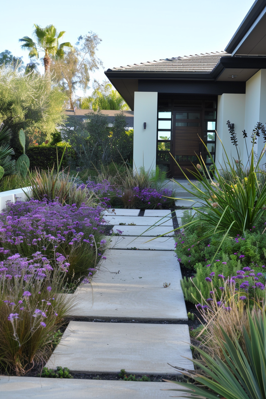 Detailed view of Cast Iron Plant and Tall Verbena in a garden